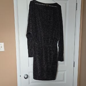 Lipsy Shimmering Black Long Sleeve Dress